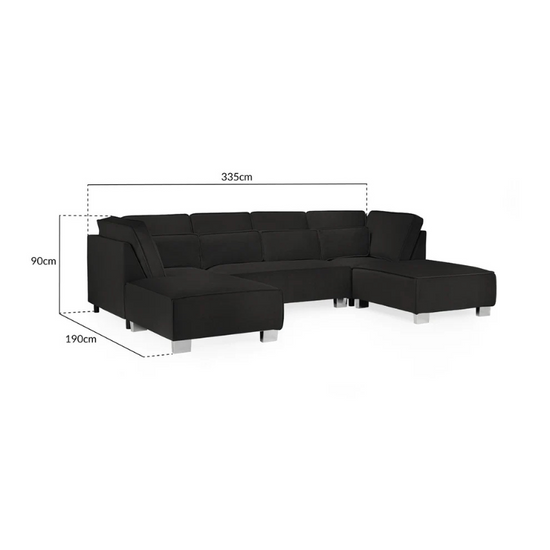 Sloane Sofa Black U Shape Corner – Modern Luxury with Maximum Seating