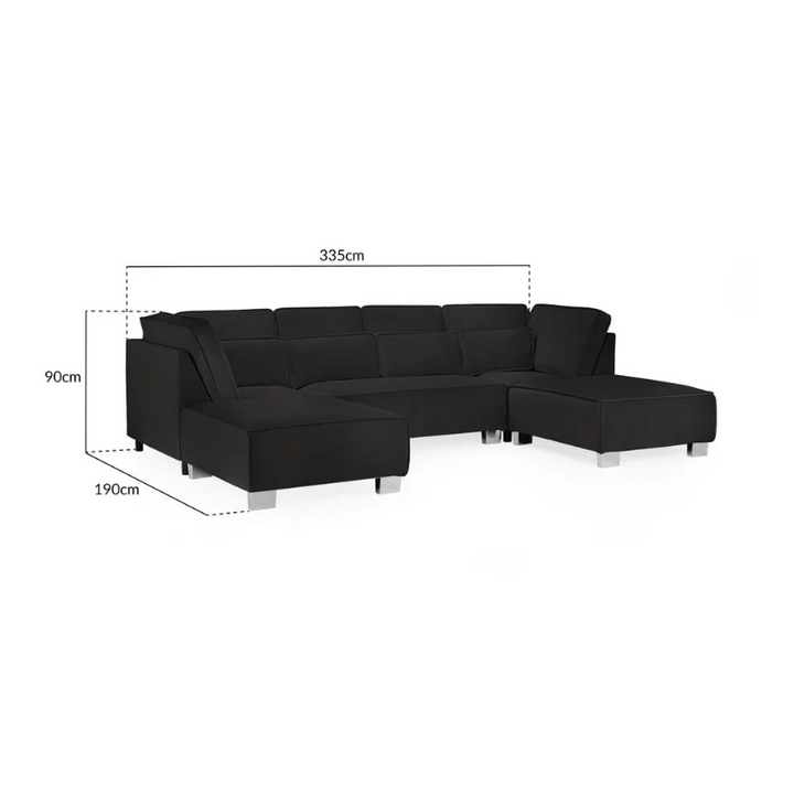 Sloane Sofa Black U Shape Corner – Modern Luxury with Maximum Seating