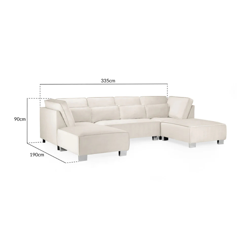 Sloane Sofa Cream U Shape Corner – Contemporary Elegance with Spacious Comfort