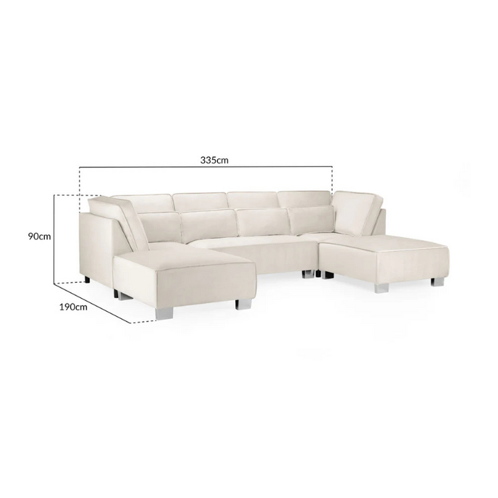 Sloane Sofa Cream U Shape Corner – Contemporary Elegance with Spacious Comfort