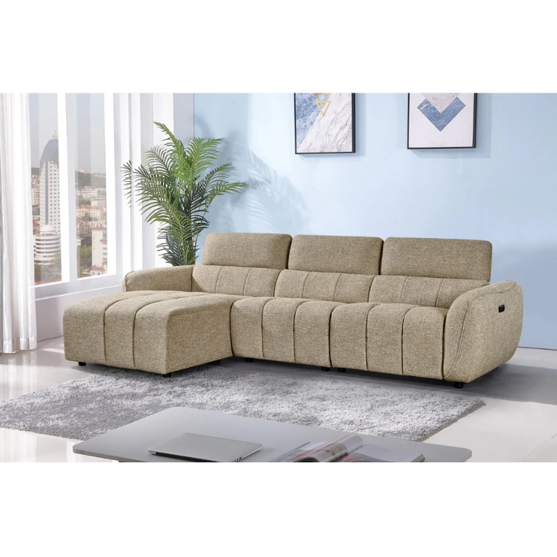 Turin Electric Recliner Sofa Mocha Left Hand – Luxurious Comfort with Effortless Reclining