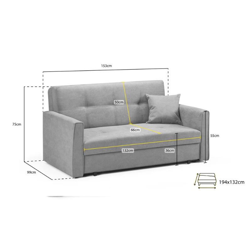 Viva Sofabed Plush Grey 2 Seater – Stylish Seating with Hidden Guest Bed