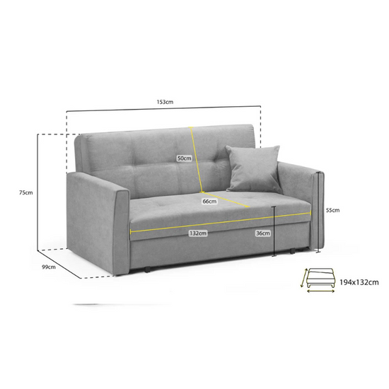 Viva Sofabed Plush Grey 2 Seater – Stylish Seating with Hidden Guest Bed