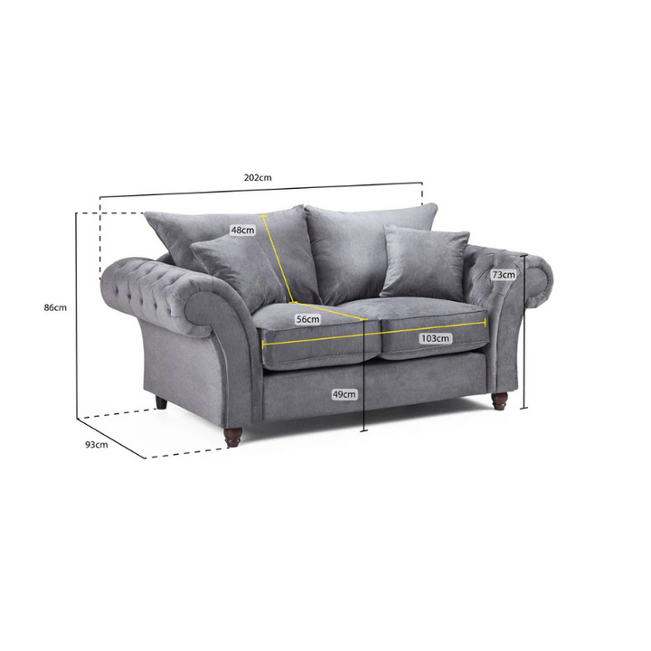 Windsor Fullback Sofa Grey 2 Seater – Timeless Style with Everyday Comfort