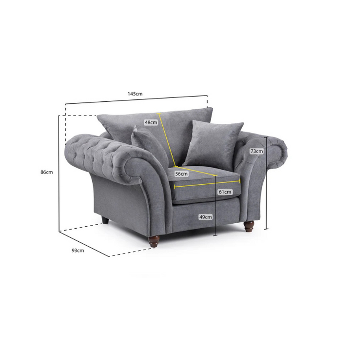 Windsor Fullback Sofa Grey Armchair – Classic Comfort in a Compact Design