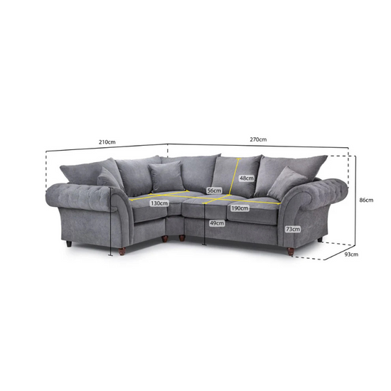 Windsor Fullback Sofa Grey Left Hand Facing Corner – Stylish Comfort for Modern Living