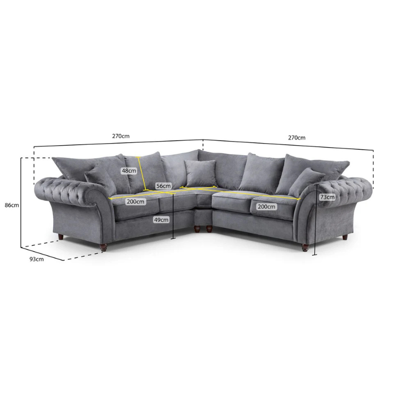 Windsor Fullback Sofa Stone Large Corner – Spacious Elegance for Family Living