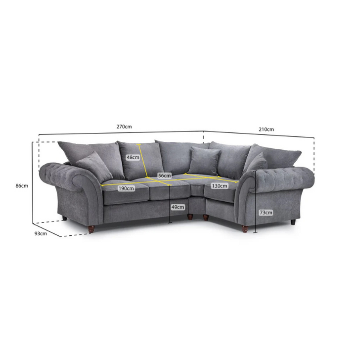 Windsor Fullback Sofa Stone Right Hand Facing Corner – Spacious Comfort with Timeless Style