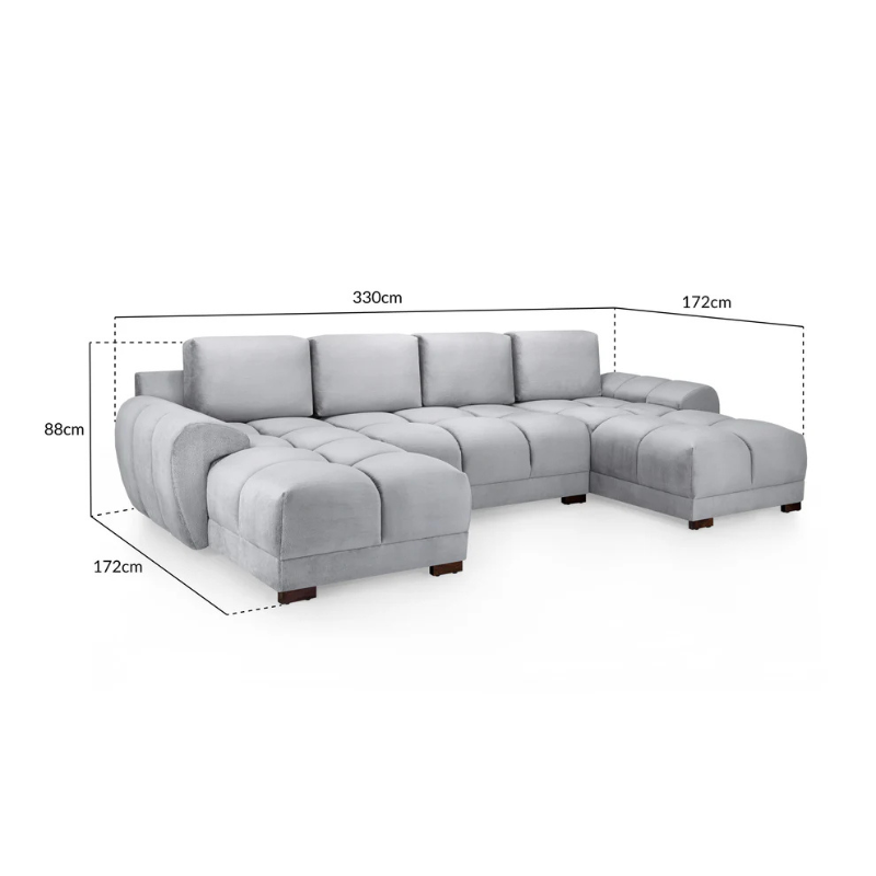 Azzuro Sofa Grey U Shape Corner – Ultimate Space, Style, and Comfort
