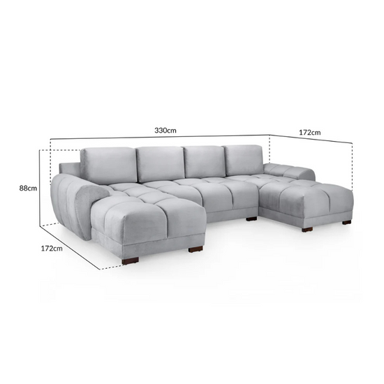Azzuro Sofa Grey U Shape Corner – Ultimate Space, Style, and Comfort