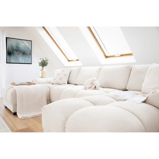 Azzuro Sofa Cream U Shape Corner – Spacious Elegance for Modern Living