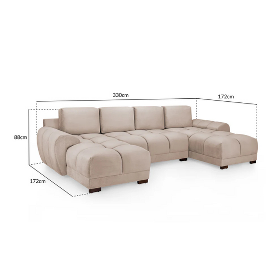 Azzuro Sofa Cream U Shape Corner – Spacious Elegance for Modern Living