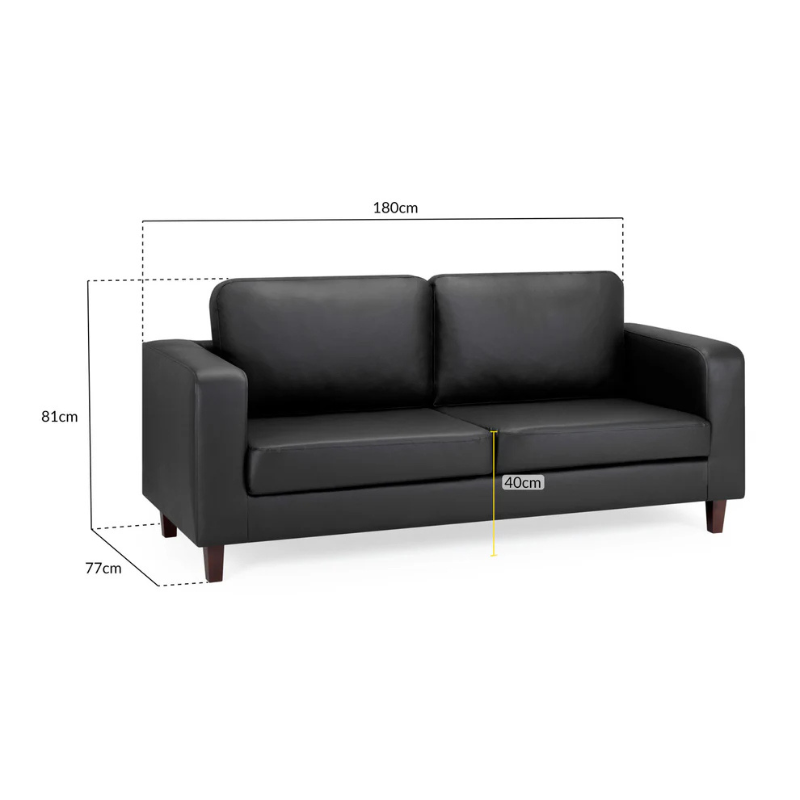 Box Sofa – 3 Seater Black - Modern Minimalist Sofa