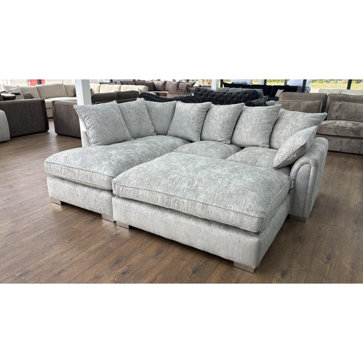 Chiswick Sofa Footstool – Silver | Modern Ottoman Stool