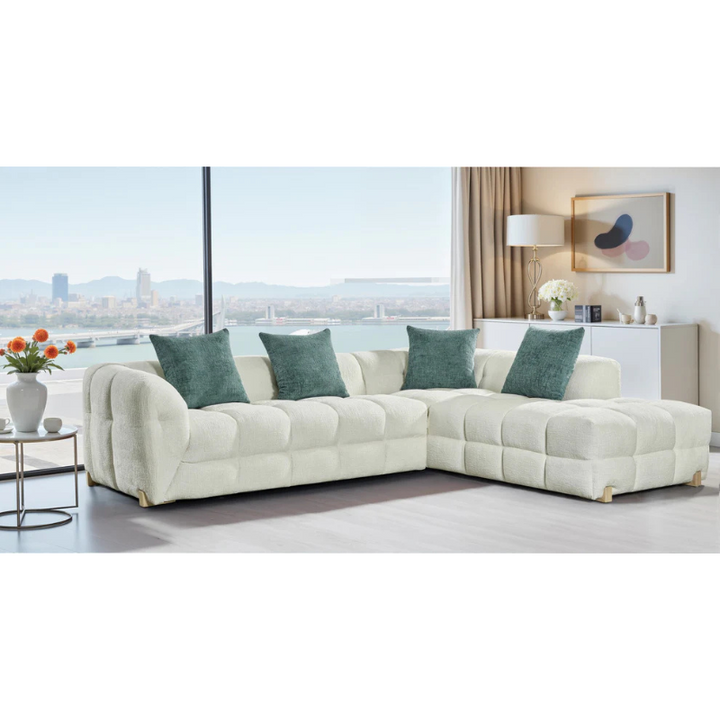 Genoa Right Hand Sofa – Beige | Modern Corner Sofa