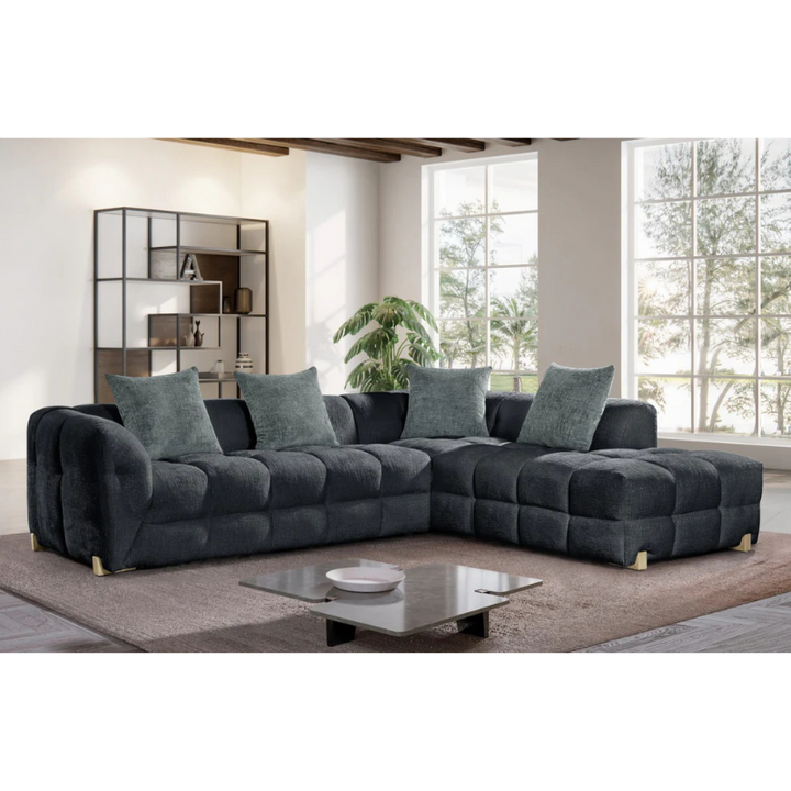 Genoa Right Hand Sofa – Charcoal | Modern Corner Sofa