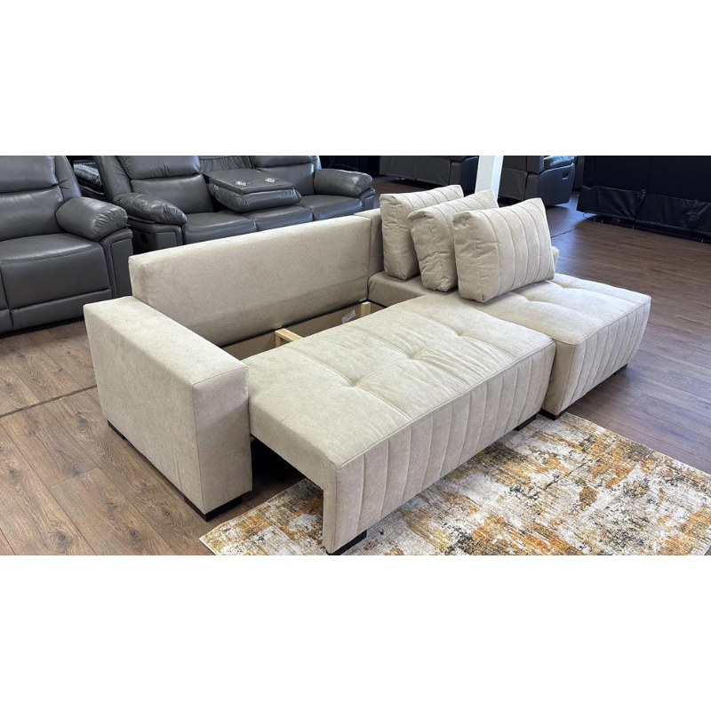 Hugo Right Hand Corner Sofabed – Beige | Modern Sofa Bed