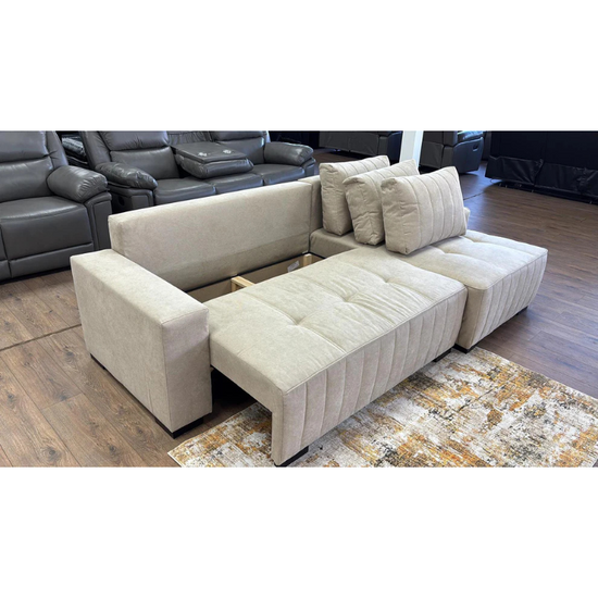 Hugo Right Hand Corner Sofabed – Beige | Modern Sofa Bed