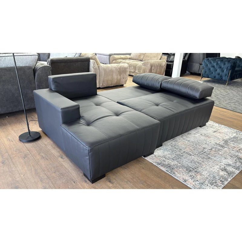Hugo Left Hand Corner Sofabed – Black Faux Leather | Modern Sofa Bed