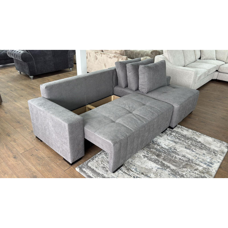 Hugo Sofabed Grey Left Hand Facing Corner – Stylish Corner Sofa Bed with Storage