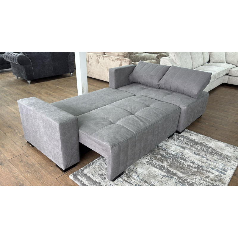Hugo Right Hand Corner Sofabed – Grey | Stylish Sofa Bed with Storage