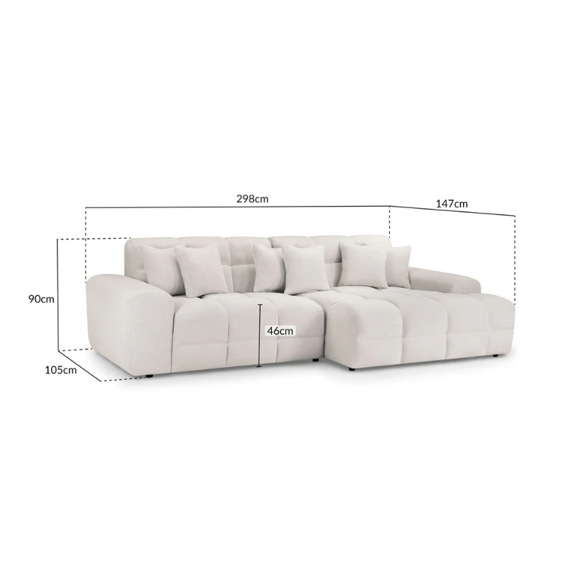 Jacob Right Hand Corner Sofa – Beige | Contemporary L-Shaped Sofa