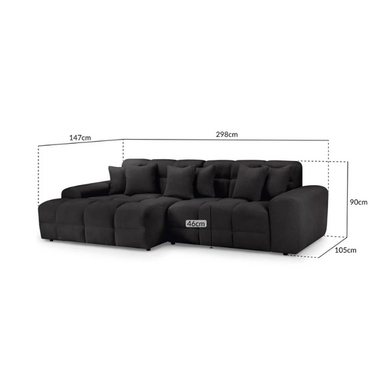 Jacob Left Hand Corner Sofa – Black | Modern L-Shaped Fabric Sofa