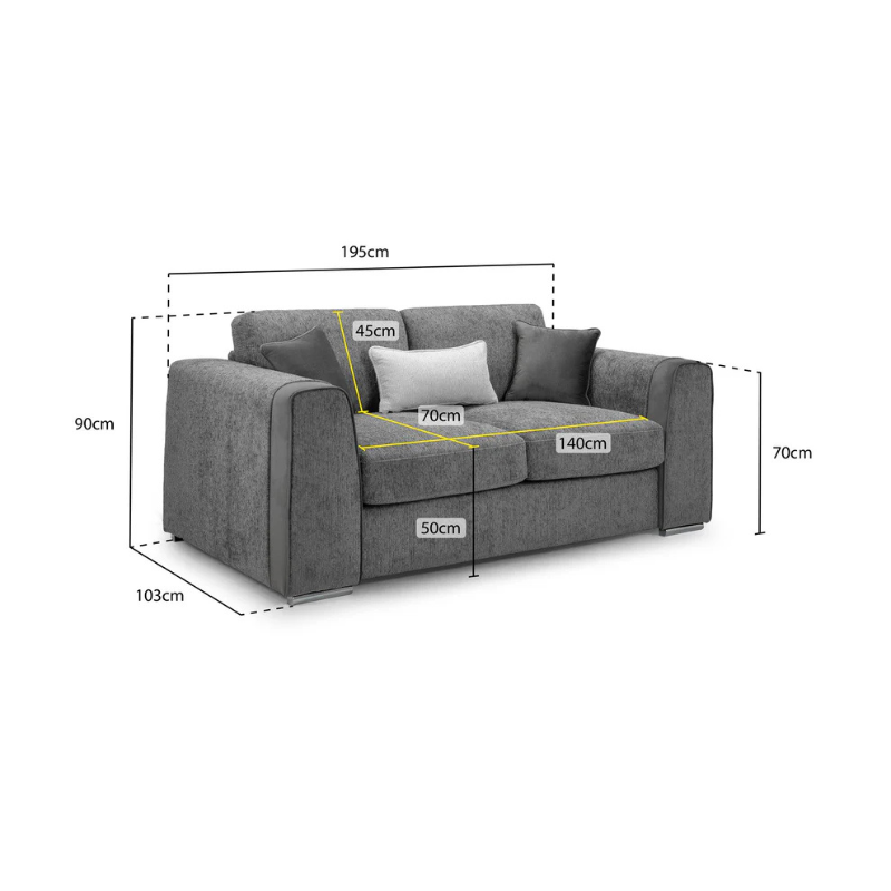 Naples 2 Seater Sofa – Beige | Compact Contemporary Fabric Sofa