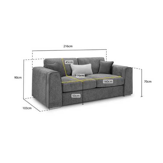 Naples 3 Seater Sofa – Beige | Modern Fabric Sofa for Spacious Living