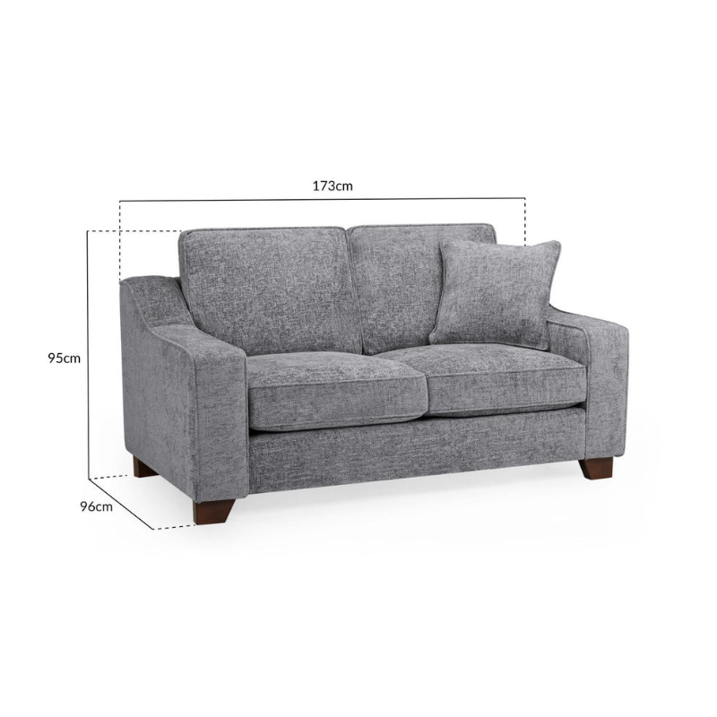 Nebraska 2 Seater Sofa – Slate | Modern Compact Fabric Sofa for Contemporary Living