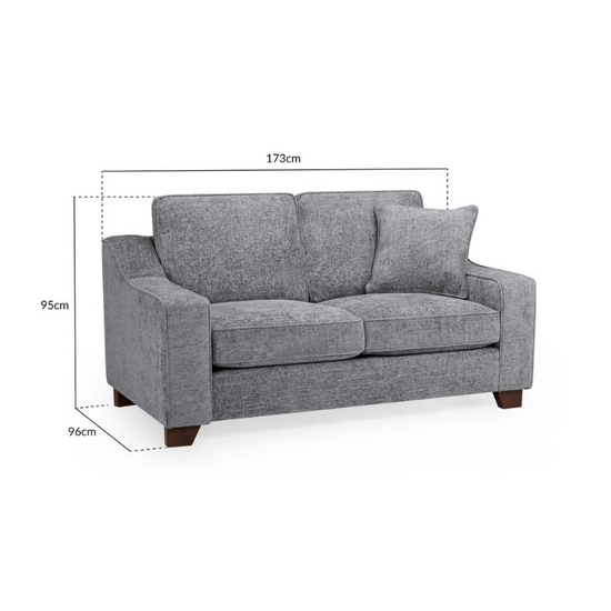 Nebraska 2 Seater Sofa – Slate | Modern Compact Fabric Sofa for Contemporary Living