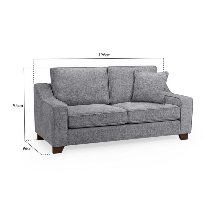 Nebraska 3 Seater Sofa – Slate | Modern Grey Fabric Sofa for Spacious Living