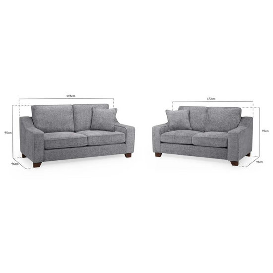 Nebraska Sofa Set – Slate 3+2 Seater | Modern Grey Fabric Sofa Suite for Stylish Living