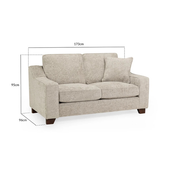 Nebraska 2 Seater Sofa – Stone | Compact Neutral Fabric Sofa for Modern Living