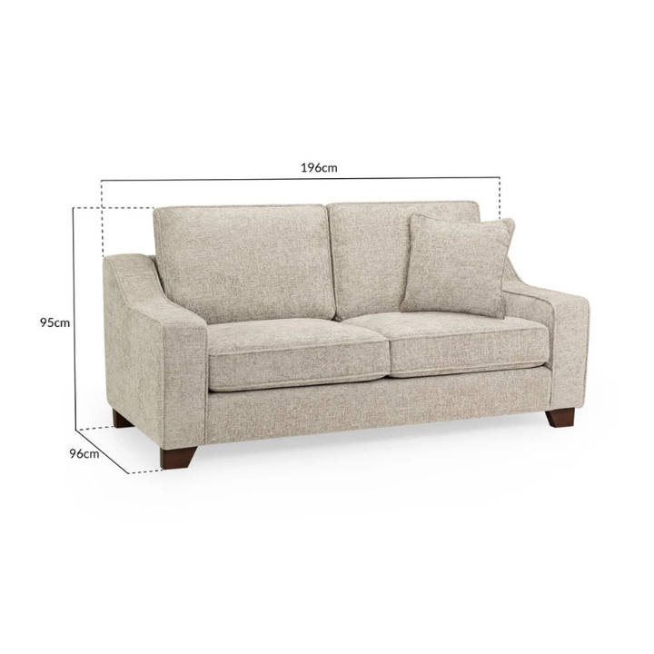 Nebraska 3 Seater Sofa – Stone | Spacious Neutral Fabric Sofa for Modern & Classic Homes
