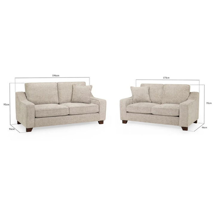 Nebraska Sofa Set – Stone 3+2 Seater | Matching Neutral Fabric Sofa Suite for Stylish Living