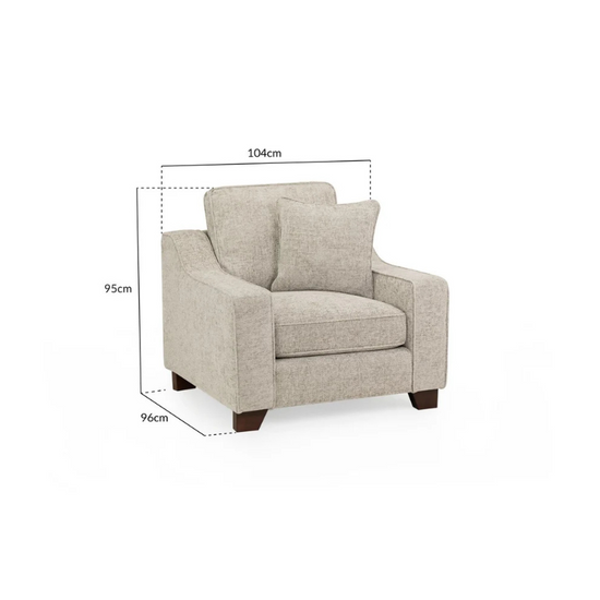 Nebraska Armchair – Stone | Modern Neutral Fabric Accent Chair for Any Living Room