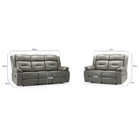 Novie Recliner Sofa Set – Grey 3+2 Seater | Matching Fabric Reclining Suite for Modern Living