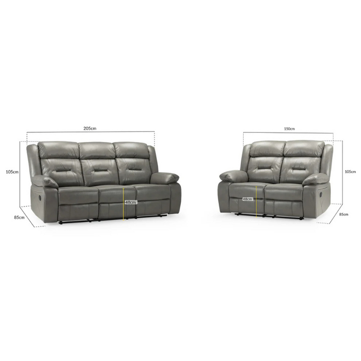 Novie Recliner Sofa Set – Grey 3+2 Seater | Matching Fabric Reclining Suite for Modern Living