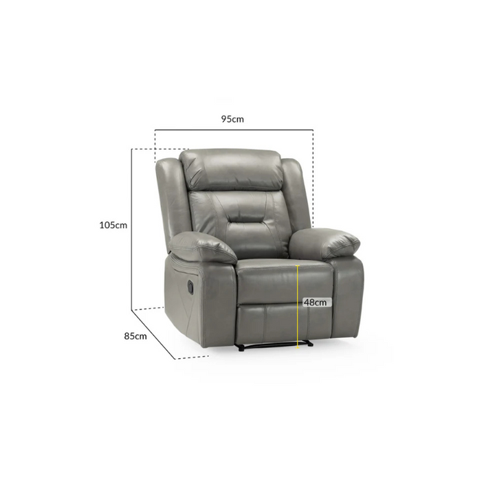 Novie Recliner Armchair – Grey | Single Fabric Reclining Chair for Modern Living