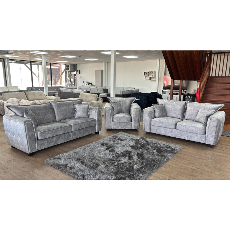 Serena 3 Seater Sofa – Grey | Modern Grey Fabric Sofa for Stylish Living Rooms