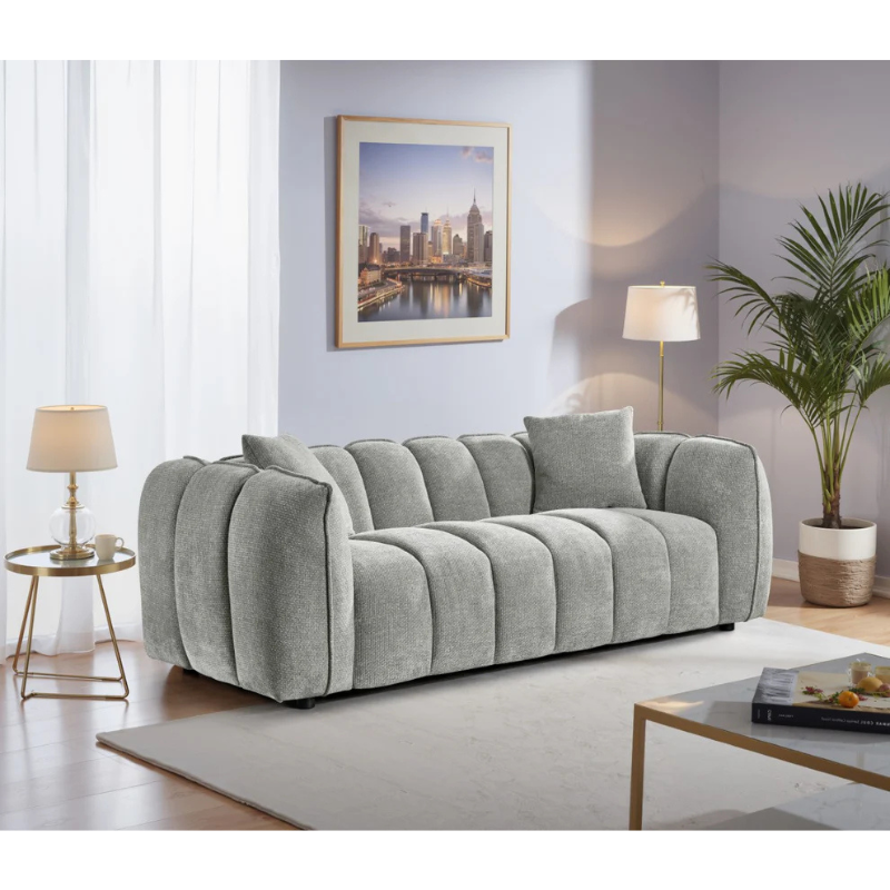 Venice 3 Seater Sofa – Grey | Modern Grey Fabric Sofa for Spacious Living Rooms
