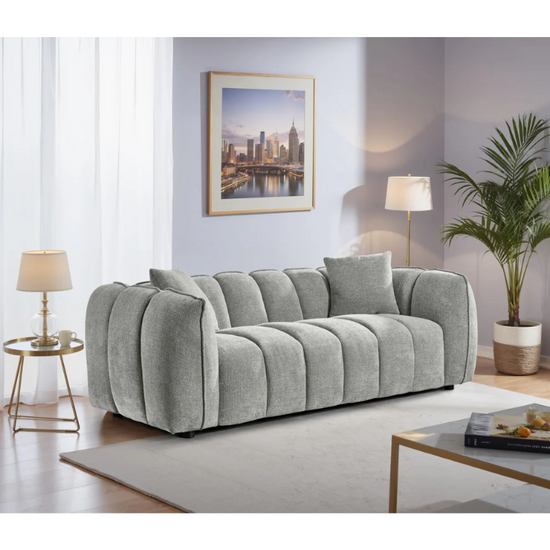 Venice 3 Seater Sofa – Grey | Modern Grey Fabric Sofa for Spacious Living Rooms