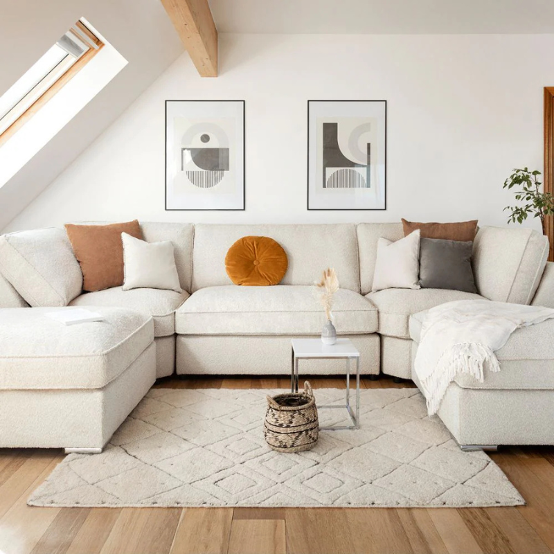 Inga Fullback Sofa Beige U Shape Corner – Spacious, Modern & Comfortable