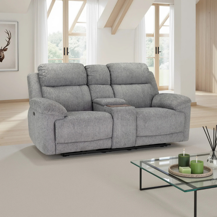 Owen Grey 2 Seater Electric Recliner Sofa | Comfortable Modern Power Recliner