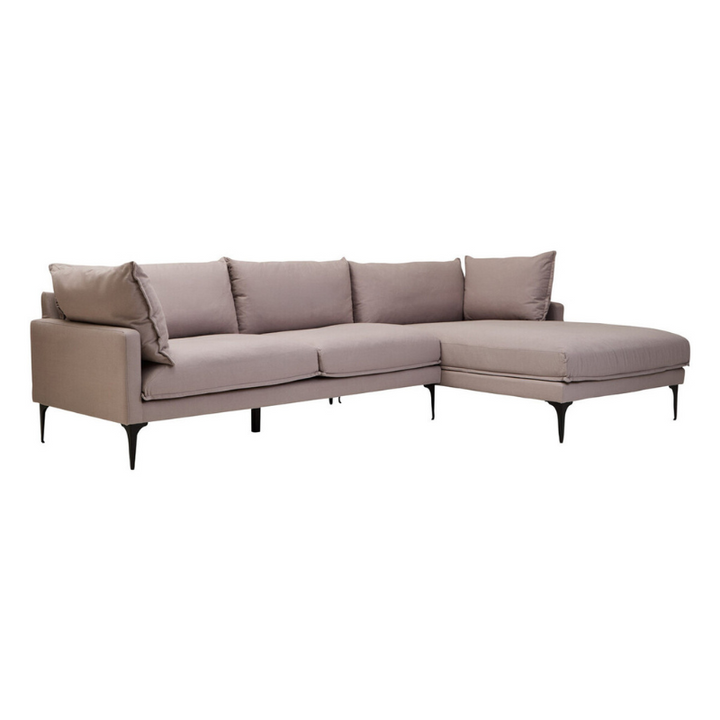 Troyes Grey 3 Seater Right Chaise Sofa | Modern Fabric Corner Sofa