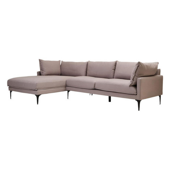 Troyes Grey 3 Seater Left Chaise Sofa | Modern Fabric Corner Lounge Seating