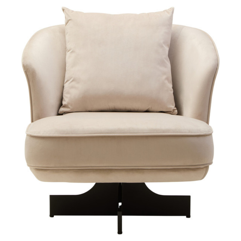 Hale Cream Velvet Swivel Chair | Modern Accent Chair with Luxe Upholstery