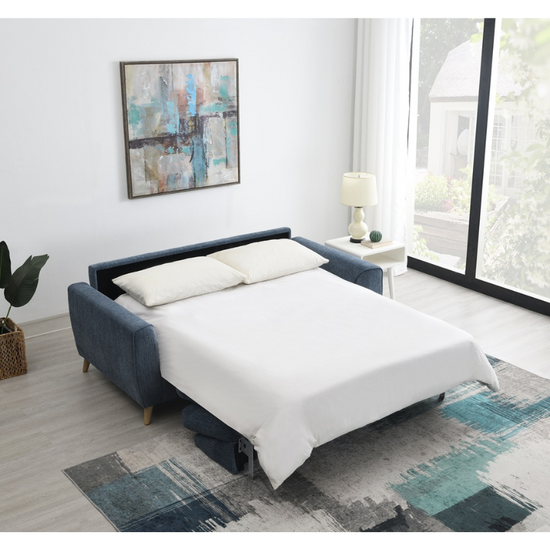 Sofia Blue Sofabed | Modern Fabric Sofa Bed for Guest & Living Spaces