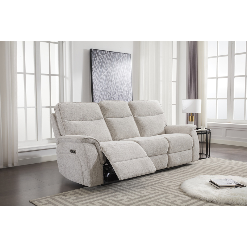 Barrington Beige 3 Seater Power Sofa | Electric Reclining Modern Sofa